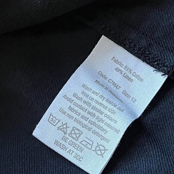 NWT Navy Blue Toast Cotton Linen Dress, Womens 12 Ruffled Dress - Picture 7 of 7